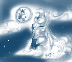 Size: 1280x1099 | Tagged: safe, artist:skuttz, derpibooru import, oc, oc:wind, unofficial characters only, pegasus, pony, cloud, cloudy, glasses, jewelry, leg warmers, male, mare in the moon, moon, necklace, night, night sky, on a cloud, sitting, sitting on cloud, sky, solo, stallion, stars, wings