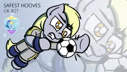 Size: 1920x1080 | Tagged: safe, artist:ashtoneer, derpibooru import, derpy hooves, pegasus, pony, 4chan, 4chan cup, clothes, female, football, goalie, goalkeeper, jersey, mare, solo, sports, wallpaper, zoom layer