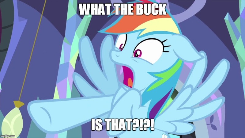 Size: 888x499 | Tagged: ail-icorn, caption, derpibooru import, dialogue, edit, edited screencap, image macro, impact font, meme, rainbow dash, safe, screencap, solo, spoiler:interseason shorts, text