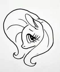 Size: 1512x1792 | Tagged: safe, artist:smirk, derpibooru import, fluttershy, pony, black and white, bust, doodle, female, grayscale, looking at you, mare, monochrome, profile, simple background, solo, white background, whiteboard