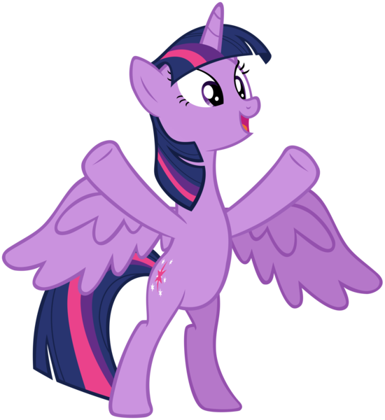 Size: 5262x5744 | Tagged: safe, artist:andoanimalia, derpibooru import, twilight sparkle, twilight sparkle (alicorn), alicorn, pony, shadow play, absurd resolution, bipedal, female, happy, mare, open mouth, rearing, simple background, smiling, solo, spread wings, transparent background, underhoof, vector, wings