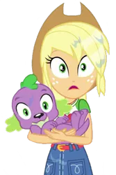 Size: 1536x2304 | Tagged: safe, derpibooru import, edit, edited screencap, editor:lonely fanboy48, screencap, applejack, spike, spike the regular dog, dog, equestria girls, equestria girls series, my little shop of horrors, applespike, background removed, clothes, cute, female, looking at you, male, shipping, simple background, straight, tail, wet, wet hair, wet spike