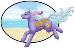 Size: 1118x715 | Tagged: artist:dreamcrystalart, artist:sd-dreamcrystal, beach, derpibooru import, g1, g1 to g2, g2, galloping, generation leap, safe, shoreline, simple background, solo, sunshine ponies, transparent background