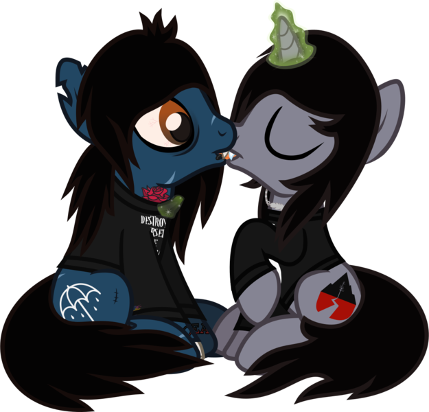 Size: 1311x1260 | Tagged: suggestive, artist:lightningbolt, derpibooru import, ponified, ponified:kellin quinn, ponified:oliver sykes, earth pony, pony, undead, unicorn, zombie, zombie pony, .svg available, bags under eyes, blood, blood stains, bloodshot eyes, bone, bring me the horizon, clothes, colored pupils, disguise, disguised siren, drool, drop dead clothing, eyes closed, fangs, french kiss, gay, glowing horn, grabbing, horn, jewelry, kissing, lip piercing, long sleeves, magic, male, necklace, open mouth, piercing, raised hoof, scar, shipping, shirt, simple background, sitting, sleeping with sirens, stallion, stitches, surprised, svg, tattoo, tongue out, transparent background, vector