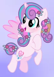 Size: 1708x2428 | Tagged: safe, artist:parisa07, derpibooru import, princess flurry heart, alicorn, pony, blushing, female, filly, flower, flower in hair, older, older flurry heart, solo