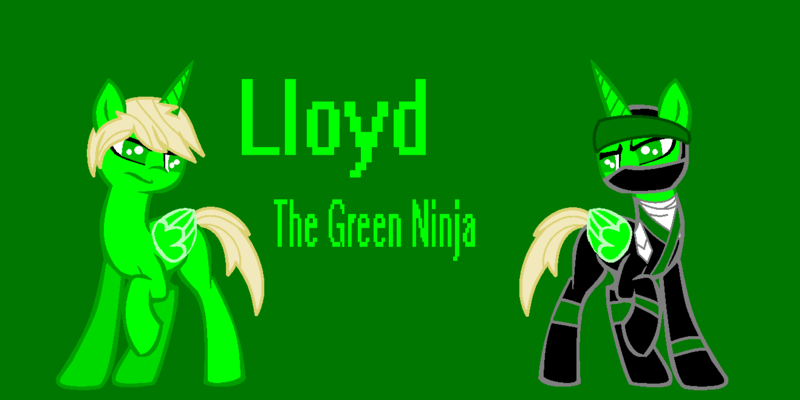 Size: 1317x658 | Tagged: safe, artist:ced145, derpibooru import, ponified, pony, green background, green text, lego, lloyd garmadon, ninjago, simple background, solo, text, the lego ninjago movie