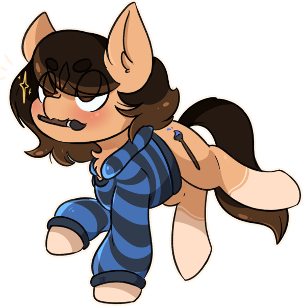 Size: 1265x1277 | Tagged: safe, artist:drawtheuniverse, derpibooru import, oc, oc:lizie doodle, pony, brush, clothes, cutie patootie, female, mare, sweater