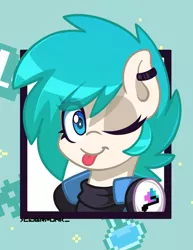 Size: 1700x2200 | Tagged: safe, artist:ciderpunk, derpibooru import, oc, oc:chiptune, pony, adorable face, clothes, cute, ear piercing, earring, headphones, jewelry, piercing, punk