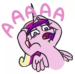 Size: 318x317 | Tagged: safe, artist:jargon scott, derpibooru import, princess cadance, alicorn, pony, aaaaaaaaaa, bags under eyes, covering ears, not listening, screaming, solo