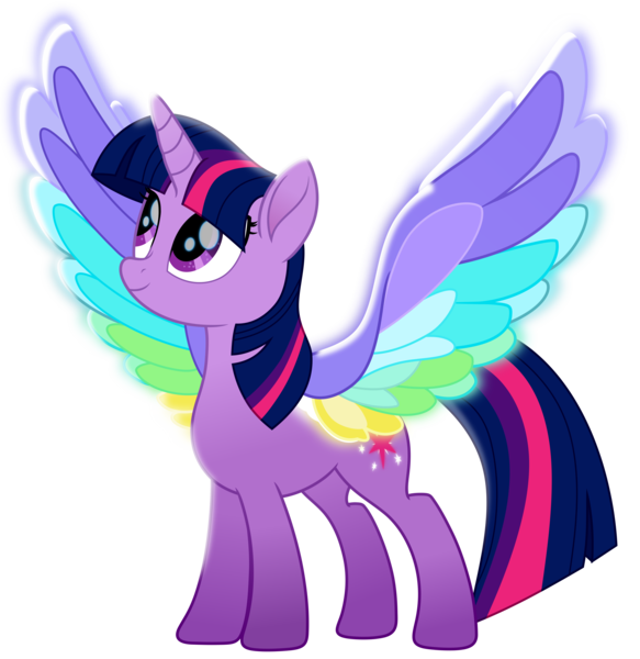 Size: 5237x5386 | Tagged: safe, artist:pink1ejack, derpibooru import, twilight sparkle, twilight sparkle (alicorn), alicorn, pony, rainbow roadtrip, absurd resolution, colored wings, colored wingtips, cute, female, looking up, mare, movie accurate, multicolored wings, rainbow wings, simple background, smiling, solo, spread wings, transparent background, twiabetes, vector, wing bling, wings