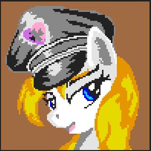 Size: 305x305 | Tagged: safe, derpibooru import, oc, oc:aryanne, pony, aryan, aryan pony, blonde, blonde hair, female, iron cross, mare, military, nazi, nazipone, pixel art, solo, white