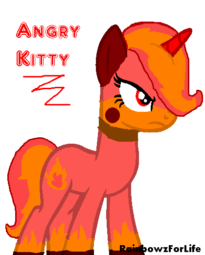 Size: 419x520 | Tagged: safe, artist:rainbowzforlife, artist:rakuraikaze-chan, derpibooru import, ponified, pony, angry, angry kitty, base used, lego, red text, signature, simple background, solo, text, the lego movie, transparent background, unikitty