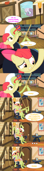 Size: 1065x4138 | Tagged: apple bloom, caption, cheerilee, comedy, comic, derpibooru import, diddly, edit, edited screencap, funny, glasses, granny smith, homer simpson, image macro, ned flanders, reference, rope, safe, screencap, screencap comic, sleeping, sweet apple acres, text, the simpsons, treehouse of horror