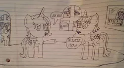 Size: 869x476 | Tagged: alicorn, alicornified, artist:nightshadowmlp, cloud, derpibooru import, dialogue, lined paper, misspelling, picture, race swap, rainbow dash, safe, shocked, sleeping, starlight glimmer, stylistic suck, text, traditional art, trixie, trixiecorn, twilight sparkle, twilight sparkle (alicorn), wall, window