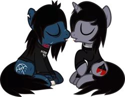 Size: 1509x1177 | Tagged: suggestive, artist:lightningbolt, derpibooru import, ponified, ponified:kellin quinn, ponified:oliver sykes, earth pony, pony, undead, unicorn, zombie, zombie pony, .svg available, bags under eyes, blood, blood stains, bone, bring me the horizon, clothes, disguise, disguised siren, drool, drool string, drop dead clothing, eyes closed, fangs, gay, horn, jewelry, lip piercing, long sleeves, male, necklace, open mouth, piercing, raised hoof, scar, shipping, shirt, simple background, sitting, sleeping with sirens, stallion, stitches, svg, tattoo, tongue out, transparent background, vector