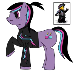 Size: 1676x1572 | Tagged: safe, artist:arcturus-fyre, derpibooru import, ponified, pony, clothes, crossover, jacket, lego, simple background, solo, the lego movie, transparent background, wyldstyle