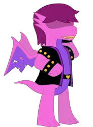 Size: 2200x3000 | Tagged: artist:maxter-advance, clothes, crossover, deltarune, derpibooru import, dragon, dragoness, dragonified, edit, female, safe, simple background, solo, species swap, spoiler:deltarune, susie (deltarune), transparent background