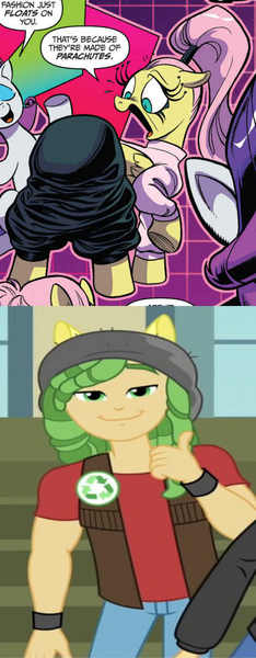 Size: 468x1200 | Tagged: safe, artist:andypriceart, derpibooru import, idw, screencap, flash sentry, fluttershy, rarity, sandalwood, pegasus, pony, unicorn, equestria girls, friendship games, spoiler:comic, spoiler:comic64, 80s, adorasexy, alternate hairstyle, background human, big eyelashes, butt, clothes, cropped, cute, dialogue, eyeliner, eyes closed, female, flutterbutt, fluttershy is not amused, frown, high ponytail, horrified, looking at you, looking back, makeup, male, mare, no context, open mouth, parachute pants, plot, ponytail, raised hoof, sandalshy, sexy, shipping, smiling, straight, sweater, sweatershy, thumbs up, unamused, wide eyes