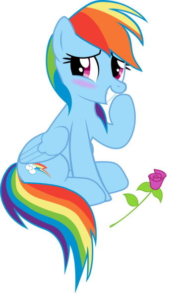 Size: 3766x6299 | Tagged: safe, artist:rainbowmaned, derpibooru import, rainbow dash, pegasus, pony, blushing, cute, dashabetes, female, flower, mare, simple background, smiling, solo, transparent background, vector