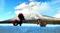 Size: 2048x1152 | Tagged: safe, artist:hihin1993, derpibooru import, tempest shadow, oc, oc:poniko, pony, irl, japan, mountain, photo, plushie, snow