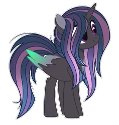 Size: 1223x1291 | Tagged: safe, artist:xxmelody-scribblexx, derpibooru import, oc, oc:crystal magic, unofficial characters only, alicorn, pony, alicorn oc, female, horn, magical lesbian spawn, mare, offspring, parent:mean twilight sparkle, parent:queen chrysalis, parent:twilight sparkle, parents:twisalis, solo, two toned wings, wings