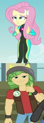 Size: 466x1292 | Tagged: safe, derpibooru import, edit, edited screencap, screencap, flash sentry, fluttershy, sandalwood, equestria girls, equestria girls series, forgotten friendship, friendship games, female, geode of fauna, magical geodes, male, offscreen character, sandalshy, shipping, straight