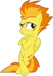 Size: 4547x6463 | Tagged: safe, artist:chrzanek97, derpibooru import, spitfire, pegasus, pony, newbie dash, absurd resolution, bipedal, bipedal leaning, cool, crossed hooves, female, leaning, mare, raised eyebrow, simple background, smiling, smirk, solo, transparent background, vector