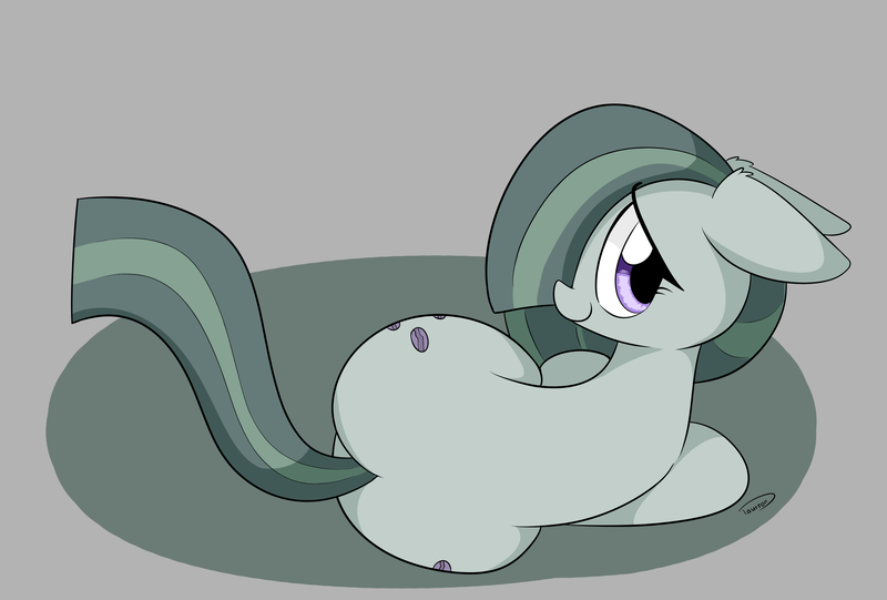 Size: 3496x2362 | Tagged: safe, artist:taurson, derpibooru import, marble pie, earth pony, pony, both cutie marks, butt, cute, female, floppy ears, looking back, marblebetes, mare, plot, smiling, solo