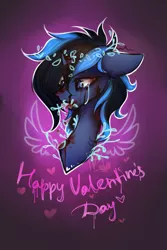 Size: 751x1126 | Tagged: source needed, grimdark, artist:adele-blooming-art, derpibooru import, oc, oc:color blind, pony, blood, bust, commission, crying, hanahaki disease, holiday, solo, valentine's day, ych result