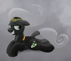 Size: 3152x2700 | Tagged: safe, artist:selenophile, derpibooru import, oc, oc:crafty, ponified, unofficial characters only, pony, 420, drugs, looking back, marijuana, pipe, smoke