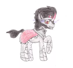 Size: 2093x1958 | Tagged: safe, artist:jeannedu30, artist:lulow, derpibooru import, king sombra, pony, the crystal empire, cape, clothes, crown, hand drawing, jewelry, male, regalia, smiling, solo, stallion, teeth