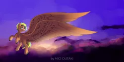Size: 4000x2000 | Tagged: safe, artist:mici124, artist:micioutaki, derpibooru import, pegasus, pony, epic, impossibly large wings, large wings, night, sky, sunrise, wallpaper, wings