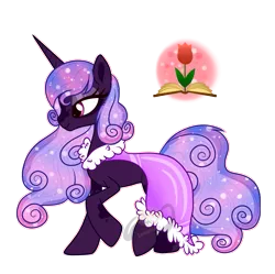 Size: 1033x1027 | Tagged: safe, artist:lemonkaiju, derpibooru import, oc, pony, unicorn, clothes, dress, female, magical lesbian spawn, mare, offspring, parent:princess cadance, parent:princess luna, parents:lundance, simple background, solo, transparent background