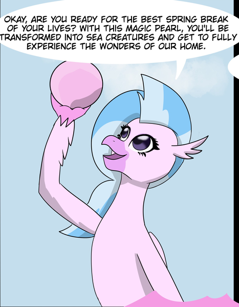 Size: 1439x1847 | Tagged: artist:chedx, comic:the weekend wager, commission, cropped, derpibooru import, hippogriff, pearl, safe, silverstream