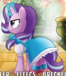 Size: 408x469 | Tagged: safe, derpibooru import, idw, starlight glimmer, pony, unicorn, bow, clothes, cropped, cute, dorothy gale, dress, glowing horn, horn, ribbon, ruby slippers, shoes, socks, solo, the wizard of oz