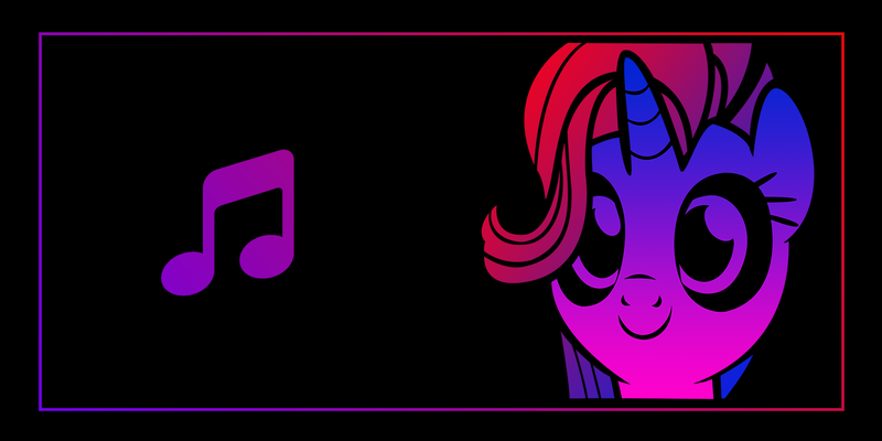 Size: 1500x750 | Tagged: safe, artist:matthewboyz, derpibooru import, starlight glimmer, pony, unicorn, black background, cute, female, limited palette, mare, music notes, simple background, smiling, solo, vector