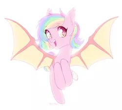 Size: 1312x1176 | Tagged: safe, artist:ribi-aki, derpibooru import, oc, oc:paper stars, bat pony, pony, bat pony oc, bat wings, cute, cute little fangs, ear fluff, fangs, looking at you, smiling, wings