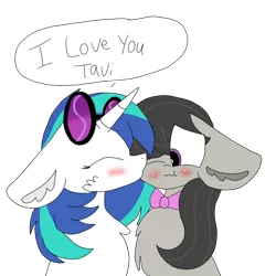 Size: 1024x1024 | Tagged: safe, artist:circuspaparazzi5678, derpibooru import, octavia melody, vinyl scratch, pony, blushing, cute, female, floppy ears, kissing, lesbian, scratchtavia, shipping, simple background, transparent background