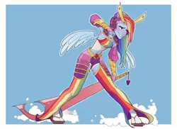 Size: 2300x1673 | Tagged: armpits, artist:skirtzzz, clothes, crossover, derpibooru import, female, final fantasy, human, pony coloring, rainbow dash, safe, simple background, smiling, solo