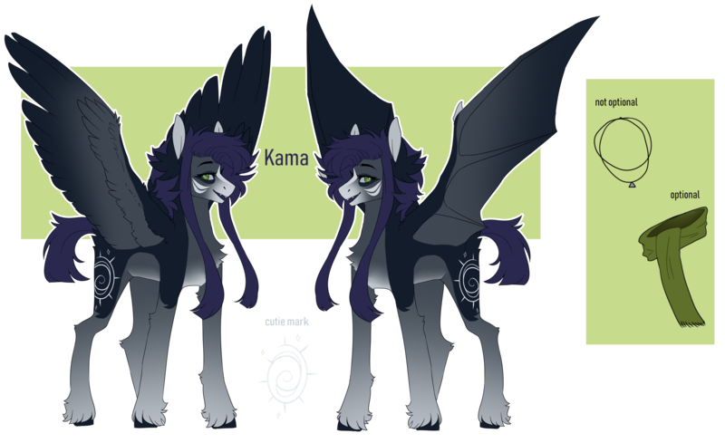 Size: 3300x2016 | Tagged: safe, artist:skimea, derpibooru import, oc, oc:kama, pegasus, pony, bat wings, female, mare, reference sheet, solo, wings