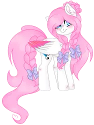 Size: 1108x1476 | Tagged: safe, artist:angelamusic13, derpibooru import, oc, oc:angela music, pegasus, pony, bow, braid, female, hair bow, mare, simple background, solo, transparent background