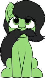 Size: 2286x3871 | Tagged: safe, artist:smoldix, derpibooru import, oc, oc:anonfilly, unofficial characters only, earth pony, pony, adoranon, chest fluff, cute, ear fluff, female, filly, looking at you, simple background, sitting, solo, tail in mouth, tail mustache, transparent background