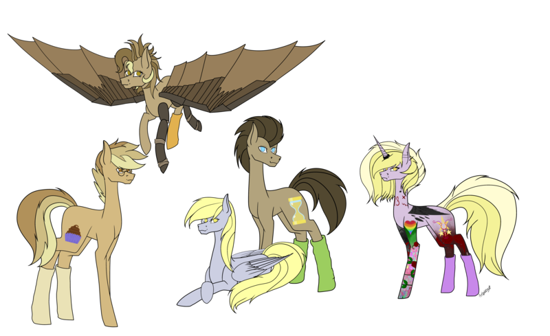 Size: 6517x3981 | Tagged: safe, artist:icey-wicey-1517, artist:moonlight0shadow0, color edit, derpibooru import, edit, derpy hooves, dinky hooves, doctor whooves, time turner, oc, oc:clockwork (ice1517), oc:tinker (ice1517), cyborg, earth pony, pegasus, pony, unicorn, icey-verse, 13, amputee, artificial wings, augmented, brother and sister, clothes, collaboration, colored, doctorderpy, ear piercing, earring, family, father and child, father and daughter, father and son, feather, female, flower, flying, glasses, heart, horn, horn ring, jewelry, lip piercing, male, mare, mother and child, mother and daughter, mother and son, next generation, nose piercing, nose ring, offspring, parent:derpy hooves, parent:doctor whooves, parents:doctorderpy, piercing, prosthetic limb, prosthetic wing, prosthetics, raised hoof, ring, shipping, siblings, signature, simple background, sisters, snake bites, socks, stallion, straight, tattoo, transparent background, wall of tags, wings