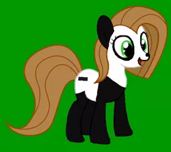 Size: 560x500 | Tagged: safe, artist:diegotan, derpibooru import, edit, oc, oc:pun, bear, panda, pony, green background, ms paint, recolor, simple background