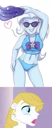 Size: 871x2133 | Tagged: safe, artist:sumin6301, derpibooru import, edit, editor:jdueler11, prince blueblood, trixie, equestria girls, equestria girls series, forgotten friendship, adorasexy, armpits, belly button, bikini, bikini bottom, bluetrix, breasts, cleavage, clothes, cute, diatrixes, equestria girls-ified, female, heart, male, sarong, sexy, shipping, simple background, smiling, straight, sunglasses, swimsuit, white background