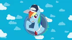 Size: 1280x720 | Tagged: safe, derpibooru import, rainbow dash, pony, coaching cap, coaching whistle, solo, whistle