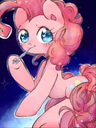 Size: 385x512 | Tagged: safe, artist:naginiko, derpibooru import, pinkie pie, earth pony, pony, cute, diapinkes, female, heart eyes, mare, solo, stars, wingding eyes