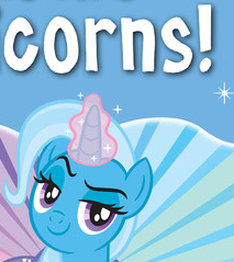 Size: 213x239 | Tagged: safe, derpibooru import, trixie, pony, unicorn, c:, corn, cropped, cute, diatrixes, female, food, glowing horn, horn, looking at you, mare, meme, raised eyebrow, smiling, smirk, smug, sparkles, starburst background, sunburst background, wat, we are unicorns, wow! glimmer