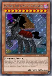 Size: 420x610 | Tagged: safe, derpibooru import, edit, edited screencap, screencap, king sombra, pony, unicorn, season 9, the beginning of the end, spoiler:s09, 2019, card, ccg, male, raised hoof, solo, stallion, trading card, trading card edit, yu-gi-oh!