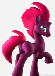 Size: 2964x4088 | Tagged: safe, artist:flushthebatsanta, derpibooru import, tempest shadow, pony, unicorn, 3d, broken horn, butt, eye scar, female, horn, looking at you, mare, missing cutie mark, one hoof raised, plot, raised hoof, scar, solo, source filmmaker